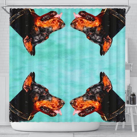 Doberman Pinscher Dog Vector Art Print Shower Curtains
