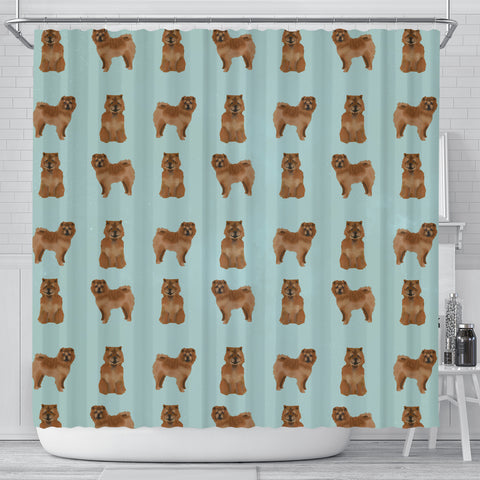 Cute Chow Chow Dog Pattern Print Shower Curtains