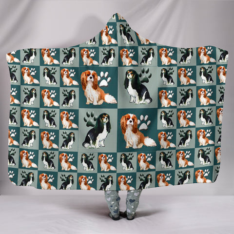 Cavalier King Charles Spaniel Dog Pattern Print Hooded Blanket