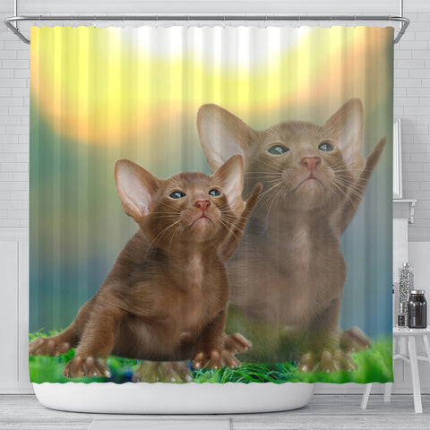 Cute Oriental Shorthair Cat Print Shower Curtains