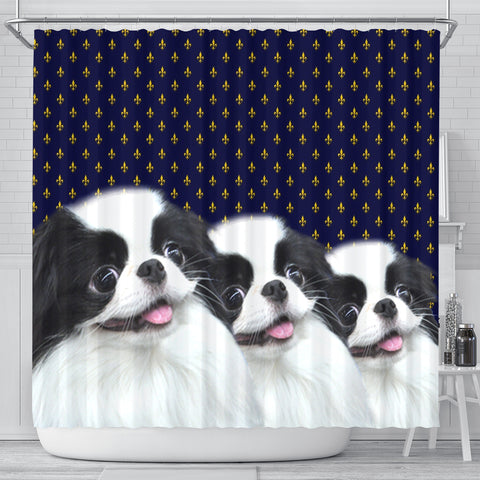 Cute Japanese Chin Dog Print Shower Curtains