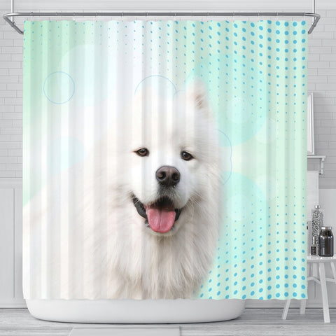 Lovely Samoyed dog Print Shower Curtain