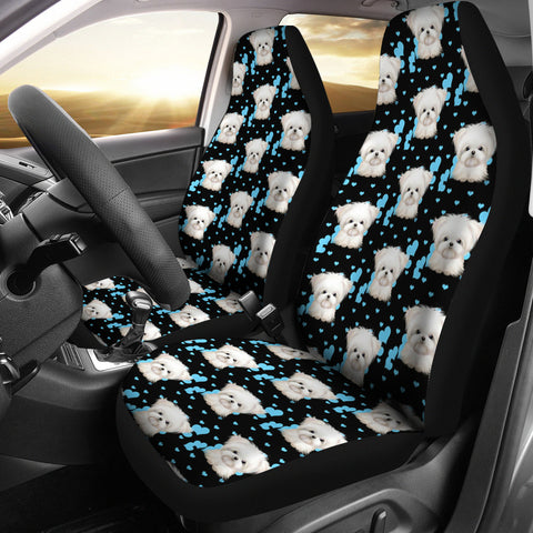 Maltese Dog Pattern Print Car Seat Covers