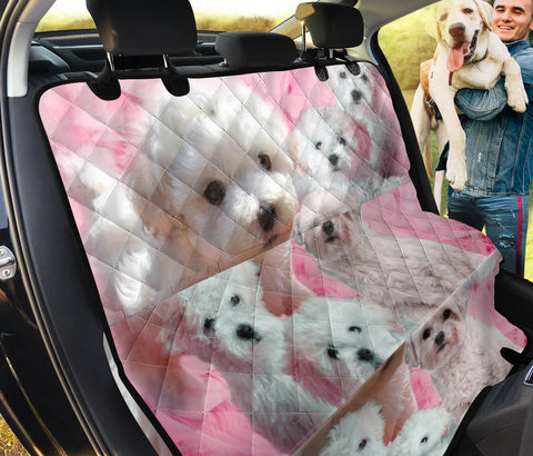 Bolognese Dog On Pink Print Pet Seat Covers