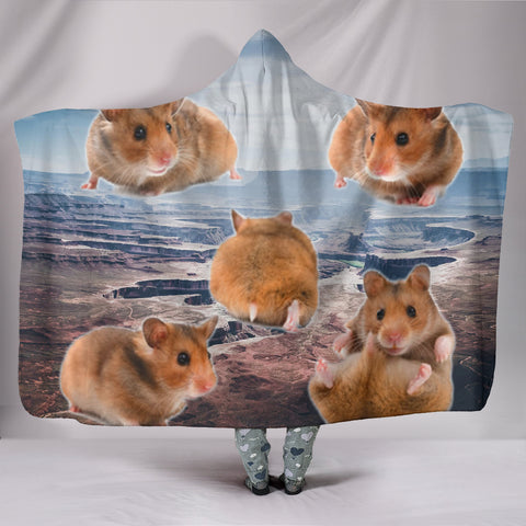 Djungarian Hamster Print Hooded Blanket
