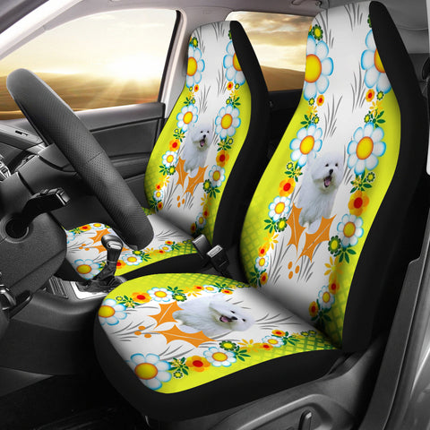 Maltese Dog floral Print Car Seat Covers