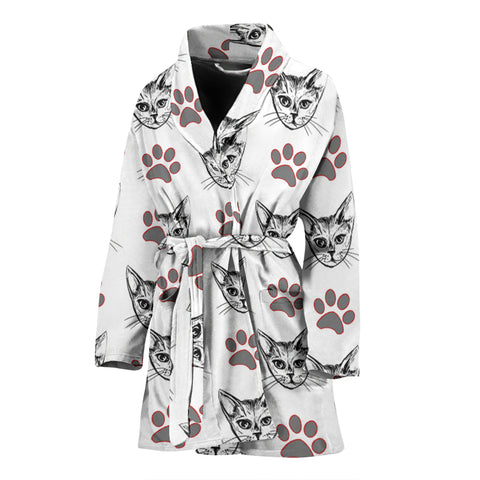 Cat With Paws Patterns Print Women's Bath Robe