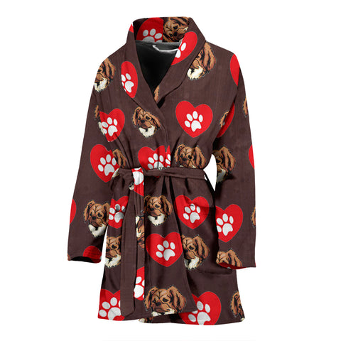 Tibetan Spaniel Patterns Print Women's Bath Robe