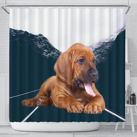 Bloodhound Puppy Print Shower Curtain