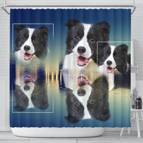 Cute Border Collie Dog Print Shower Curtain