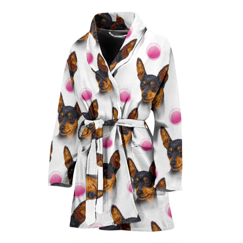 Amazing Miniature Pinscher Dog Patterns Print Women's Bath Robe