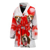 Beagle On White Print Women's Bath Robe