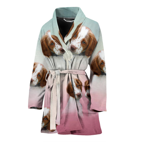Cute Brittany Dog Print Women's Bath Robe