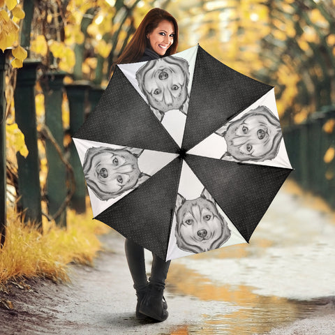 Siberian Husky Dog Black&White Print Umbrellas