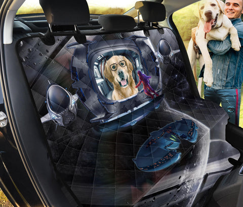 Golden Retriever In Spaceship Print Pet Seat Covers