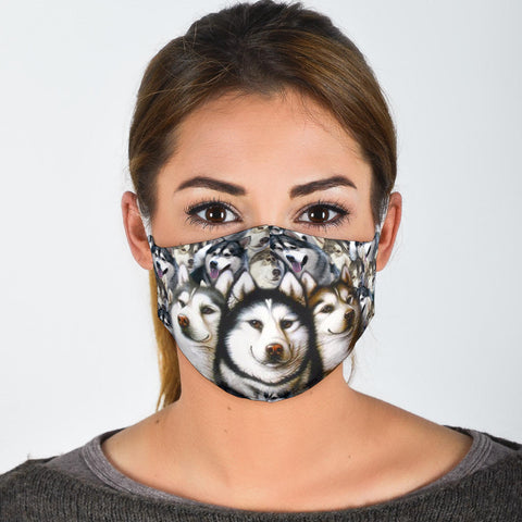 Alaskan Malamute Face Print Face Mask