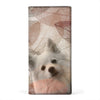 American Eskimo Dog On Leaves Print Women's Leather Wallet