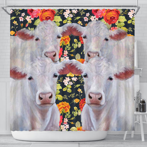Charolais Cattle (Cow) Print Shower Curtains