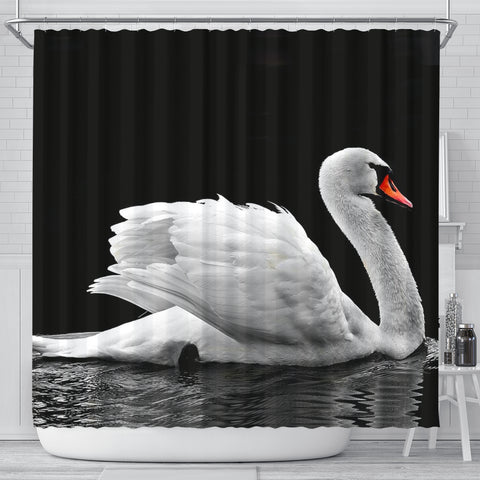 Lovely Swan Bird Print Shower Curtains