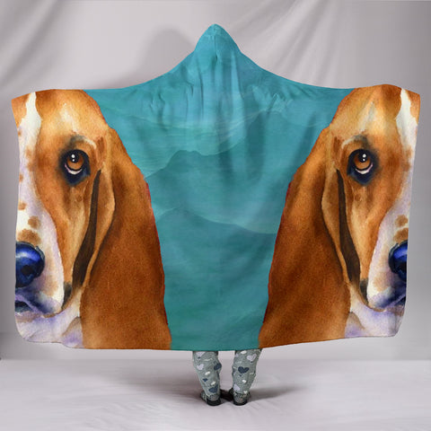 Basset Hound Dog Art Print Limited Edition Hooded Blanket