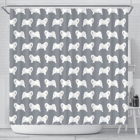 Samoyed Dog Pattern Print Shower Curtains