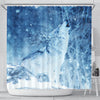 Snowy Wolf Print Shower Curtains