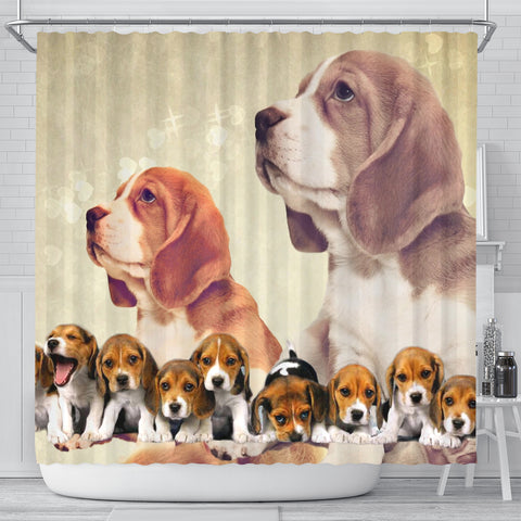 Cute Beagle Print Shower Curtain