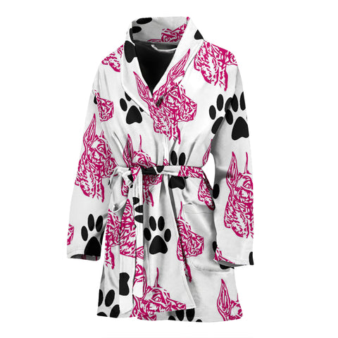 Amazing Great Dane Pink Print Women's Bath Robe