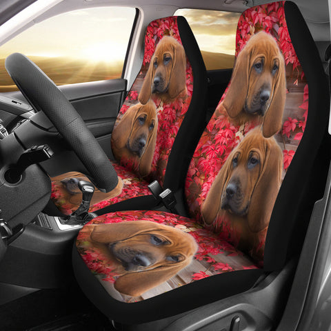 Redbone Coonhound On Flower Print Car Seat Covers