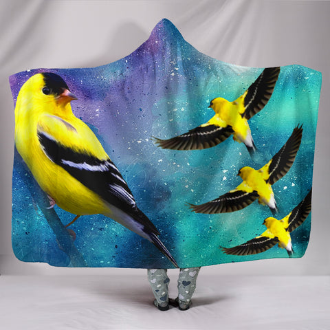 American GoldFinch Bird Print Hooded Blanket