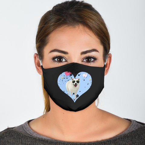 American Eskimo In Heart Print Face Mask