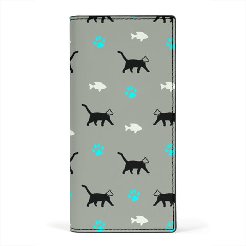 Cute Cat Walking Print Women's Leather Wallet