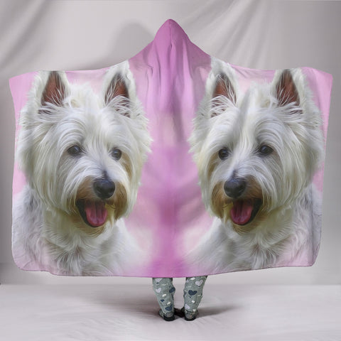 West Highland White Terrier Dog Pink Art Print Hooded Blanket