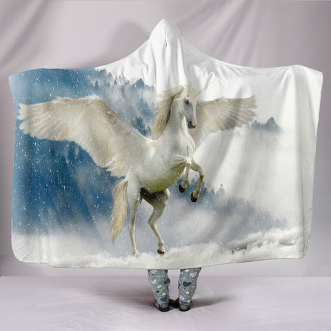 Lovely Unicorn Print Hooded Blanket