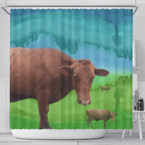 Amazing Danish Red cattle (Cow) Print Shower Curtain