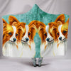 Papillon Dog Art Print Hooded Blanket