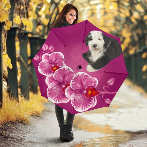 Old English Sheepdog Floral Print Umbrellas