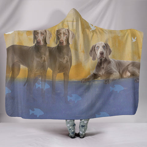 Weimaraner Dog Print Hooded Blanket