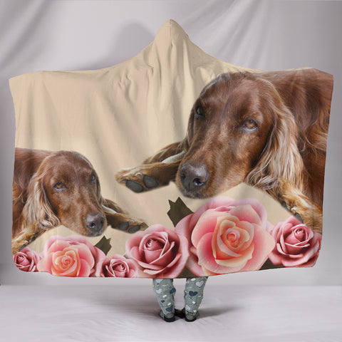 Irish Setter Dog Print Hooded Blanket