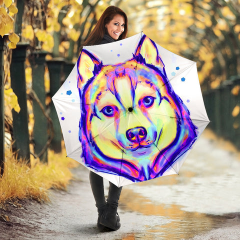 Siberian Husky Dog Watercolor Art Print Umbrellas