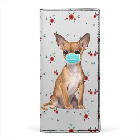 Chihuahua Dog Floral Print Women's Leather Wallet