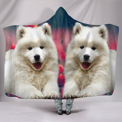 Samoyed Dog Print Hooded Blanket
