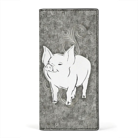 Large White Pig Print Women's Leather Wallet