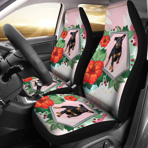 Rottweiler Floral Print Car Seat Covers