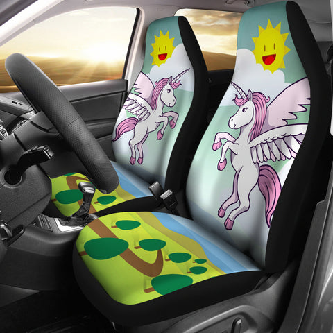 Cartoon Unicorn Print Car Seat Covers