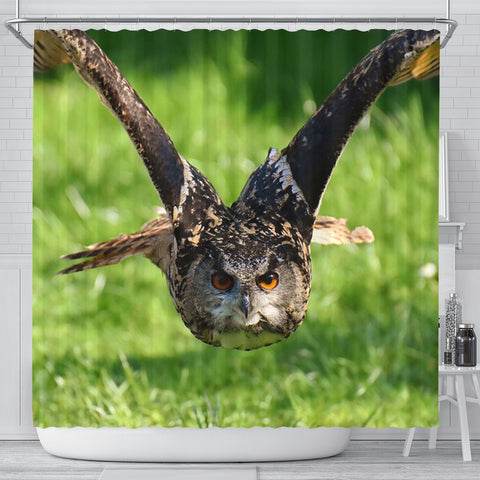 Flying Owl Bird Print Shower Curtains