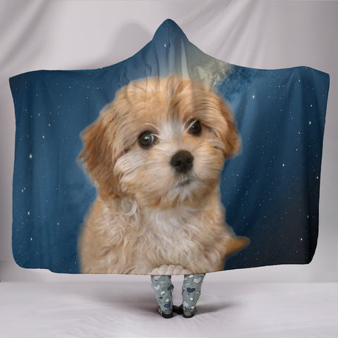 Cavapoo Puppy Print Hooded Blanket