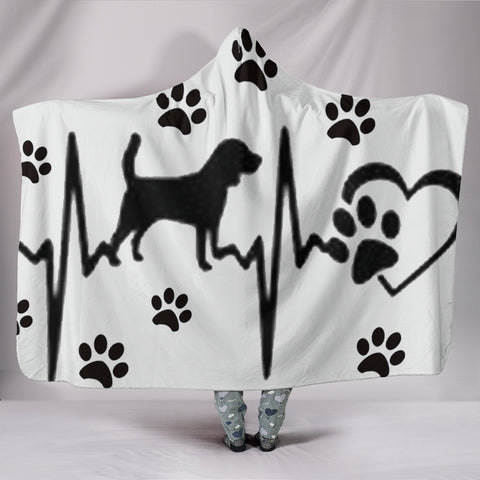 Dog Heart Print Hooded Blanket