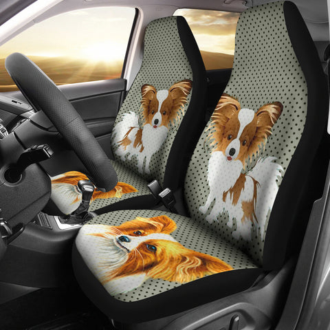 Cute Papillon Dog Print Car Seat Covers