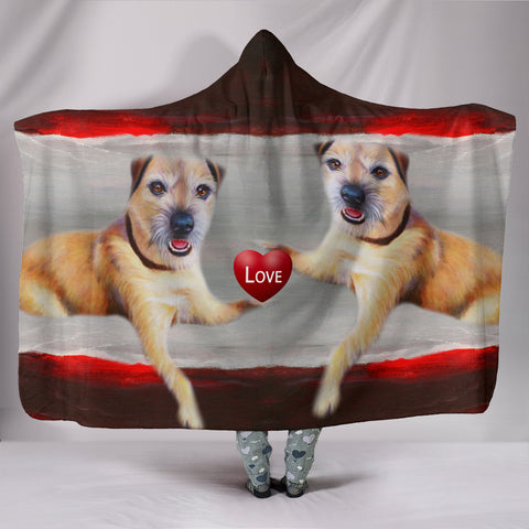 Border Terrier Love Print Hooded Blanket